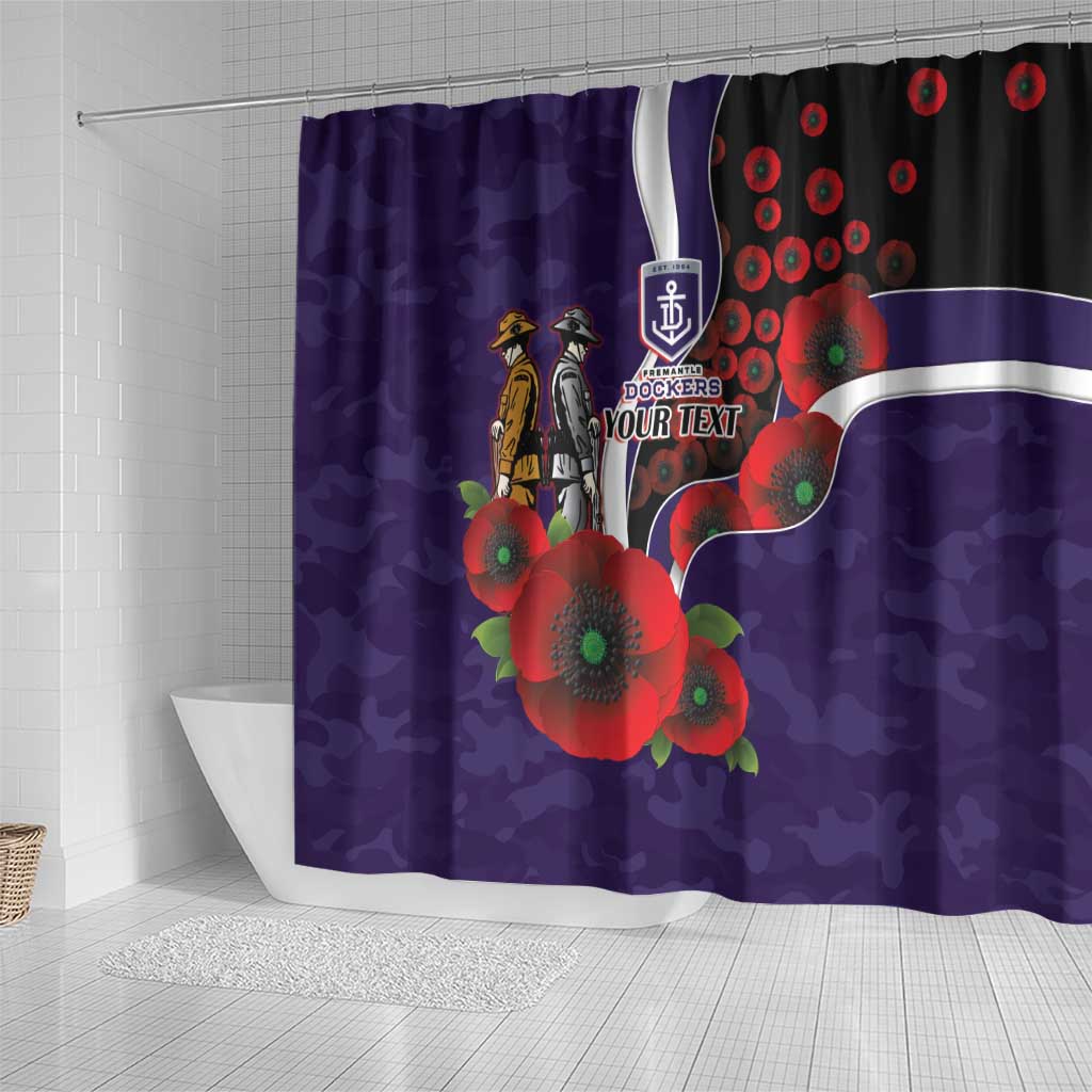 Fremantle Dockers ANZAC Personalised Shower Curtain Lest We Forget Poppy Camo
