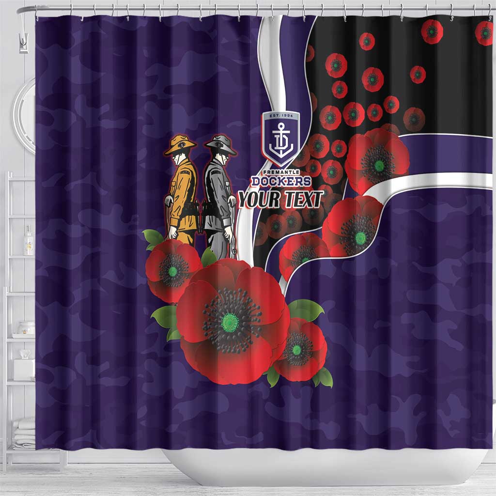 Fremantle Dockers ANZAC Personalised Shower Curtain Lest We Forget Poppy Camo