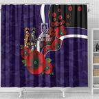 Fremantle Dockers ANZAC Personalised Shower Curtain Lest We Forget Poppy Camo