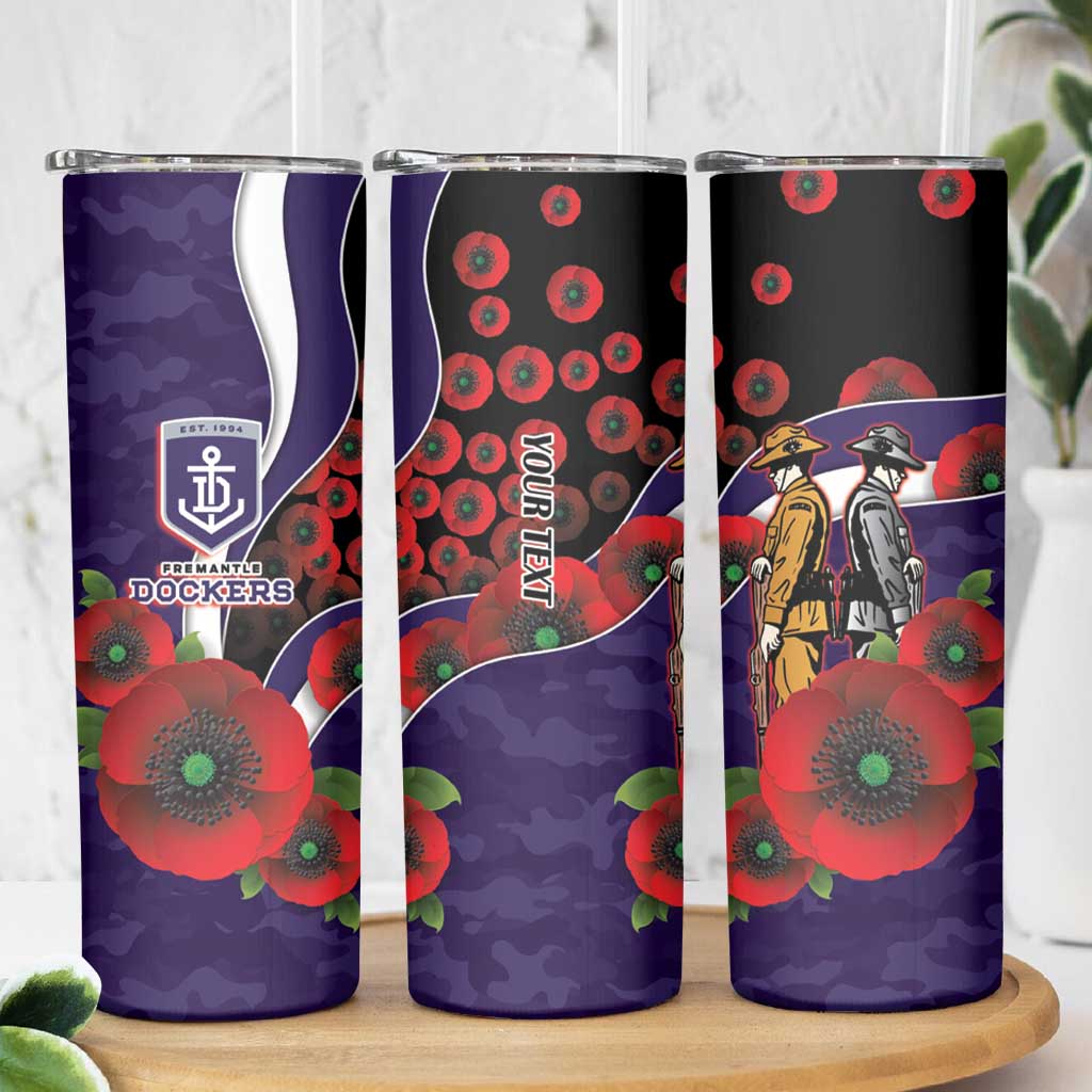 Fremantle Dockers ANZAC Personalised Skinny Tumbler Lest We Forget Poppy Camo