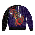 Fremantle Dockers ANZAC Personalised Sleeve Zip Bomber Jacket Lest We Forget Poppy Camo