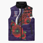 Fremantle Dockers ANZAC Personalised Sleeveless Puffer Jacket Lest We Forget Poppy Camo