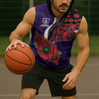 Fremantle Dockers ANZAC Personalised Sleeveless Zip Hoodie Lest We Forget Poppy Camo