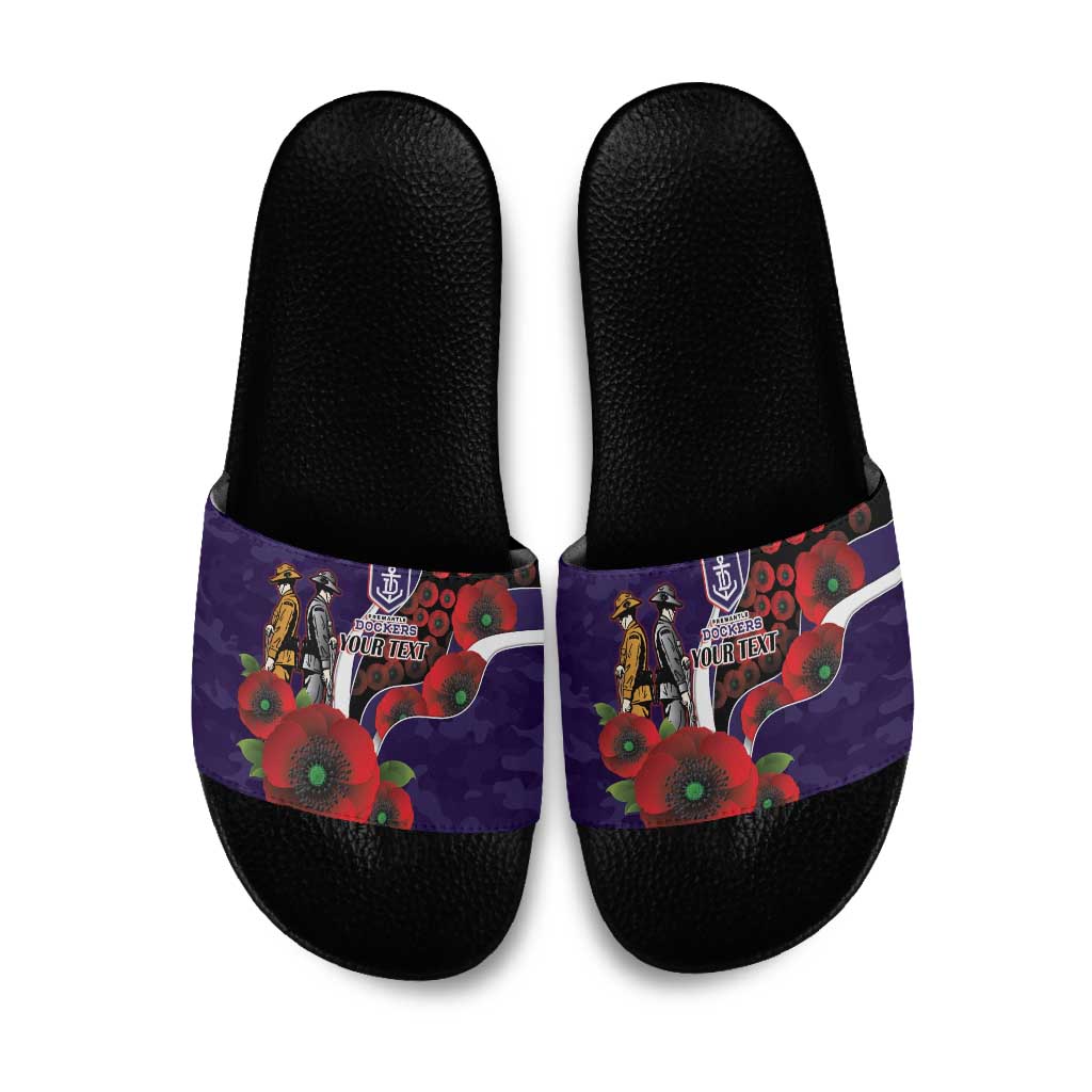 Fremantle Dockers ANZAC Personalised Slide Sandals Lest We Forget Poppy Camo