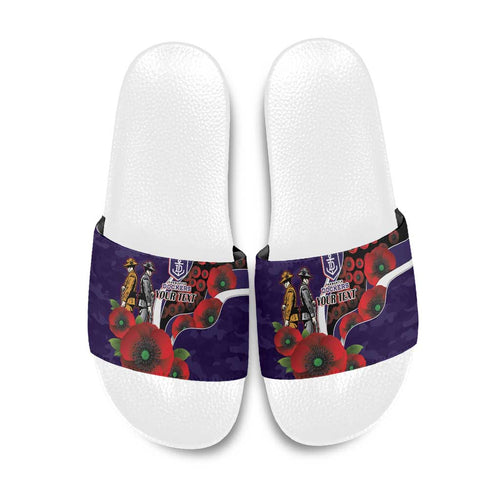 Fremantle Dockers ANZAC Personalised Slide Sandals Lest We Forget Poppy Camo