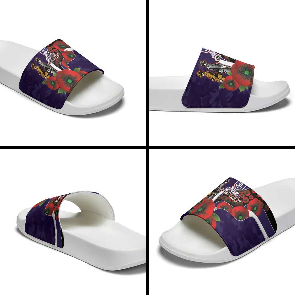 Fremantle Dockers ANZAC Personalised Slide Sandals Lest We Forget Poppy Camo