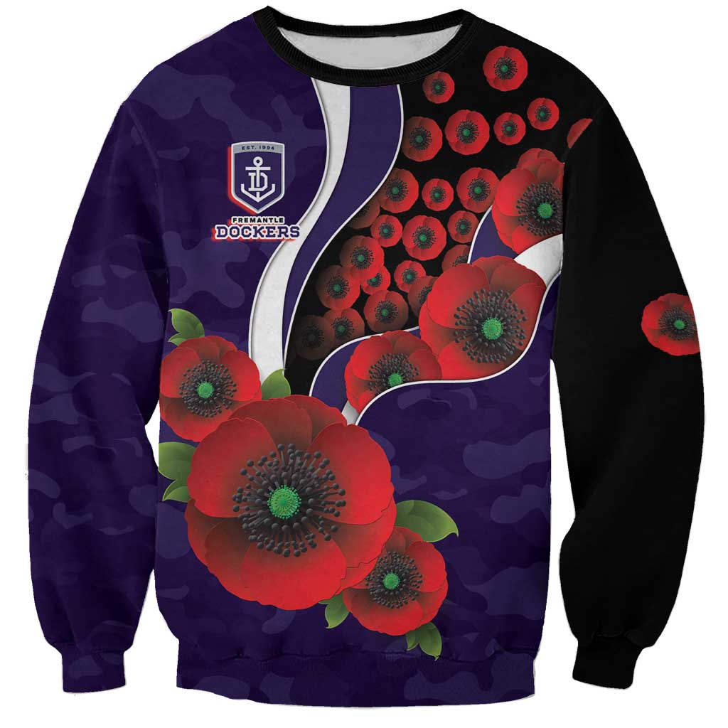 Fremantle Dockers ANZAC Personalised Sweatshirt Lest We Forget Poppy Camo