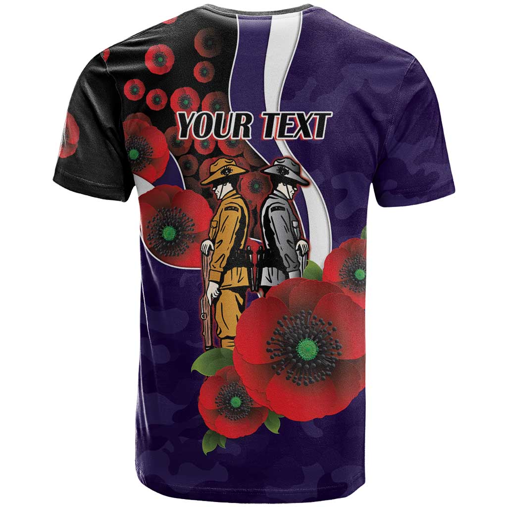 Fremantle Dockers ANZAC Personalised T Shirt Lest We Forget Poppy Camo