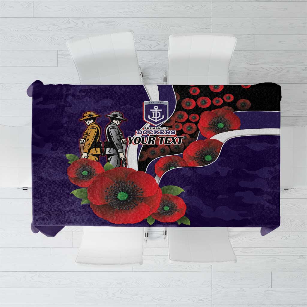 Fremantle Dockers ANZAC Personalised Tablecloth Lest We Forget Poppy Camo