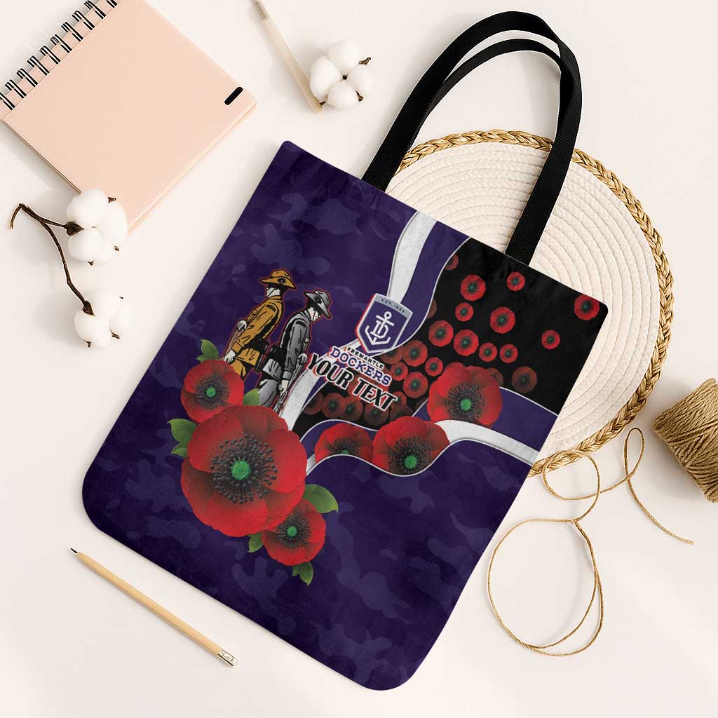 Fremantle Dockers ANZAC Personalised Tote Bag Lest We Forget Poppy Camo