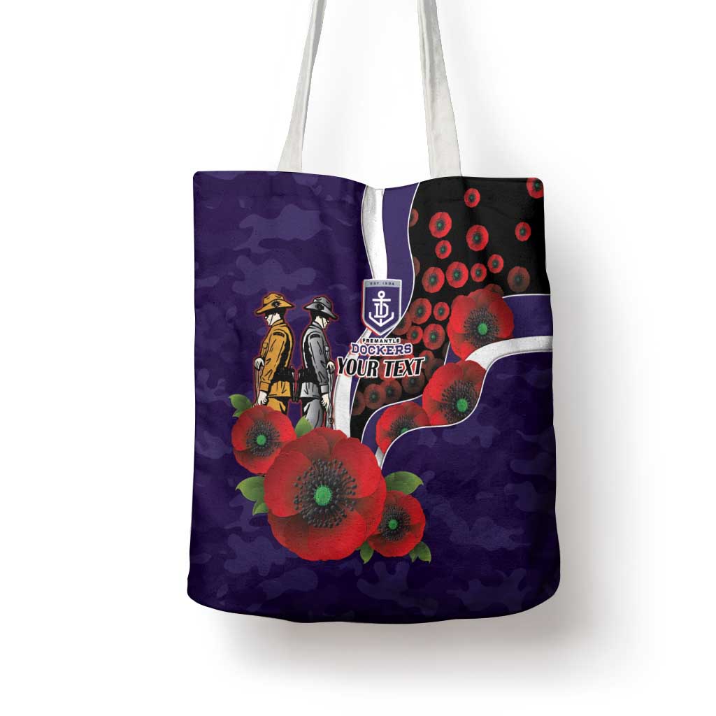 Fremantle Dockers ANZAC Personalised Tote Bag Lest We Forget Poppy Camo