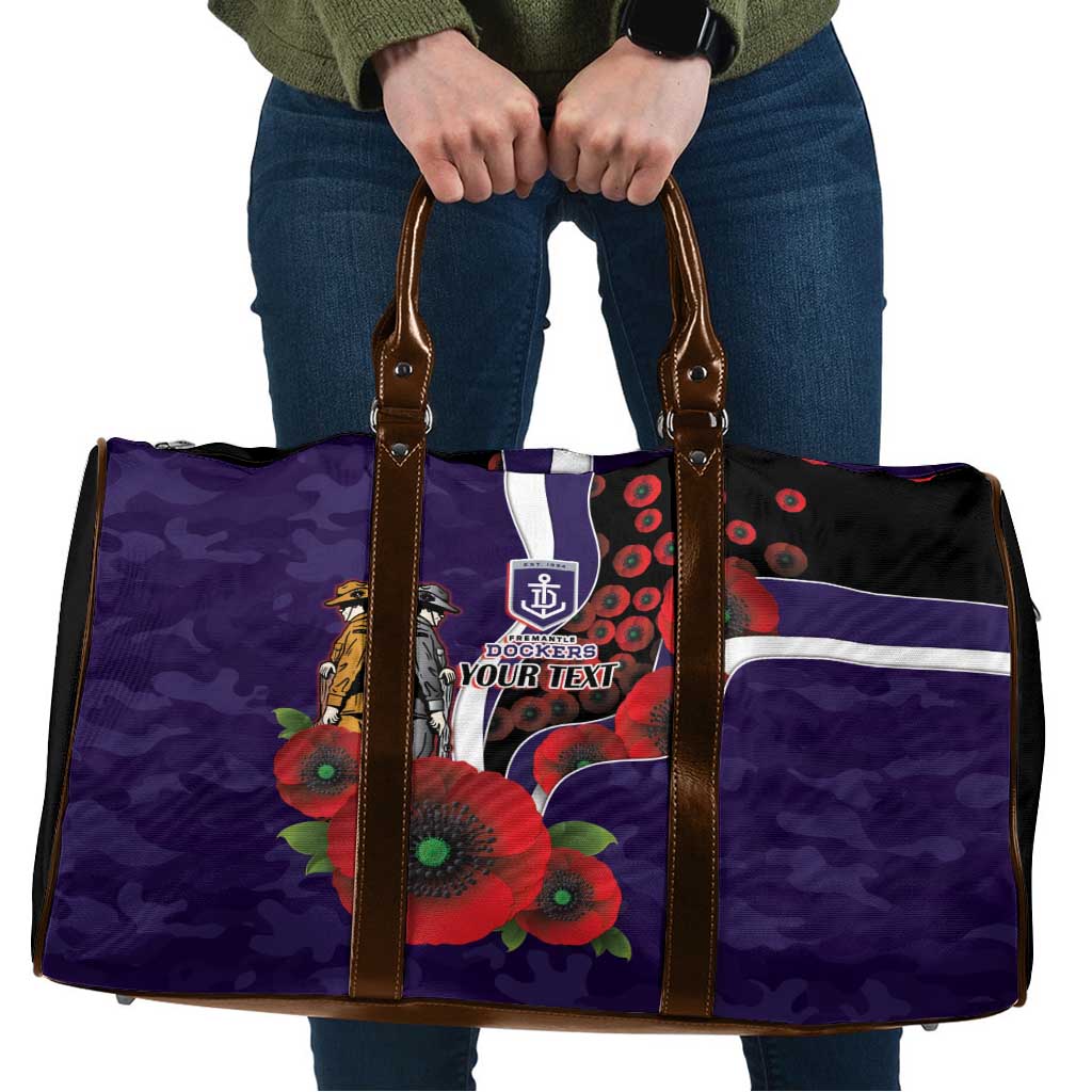Fremantle Dockers ANZAC Personalised Travel Bag Lest We Forget Poppy Camo