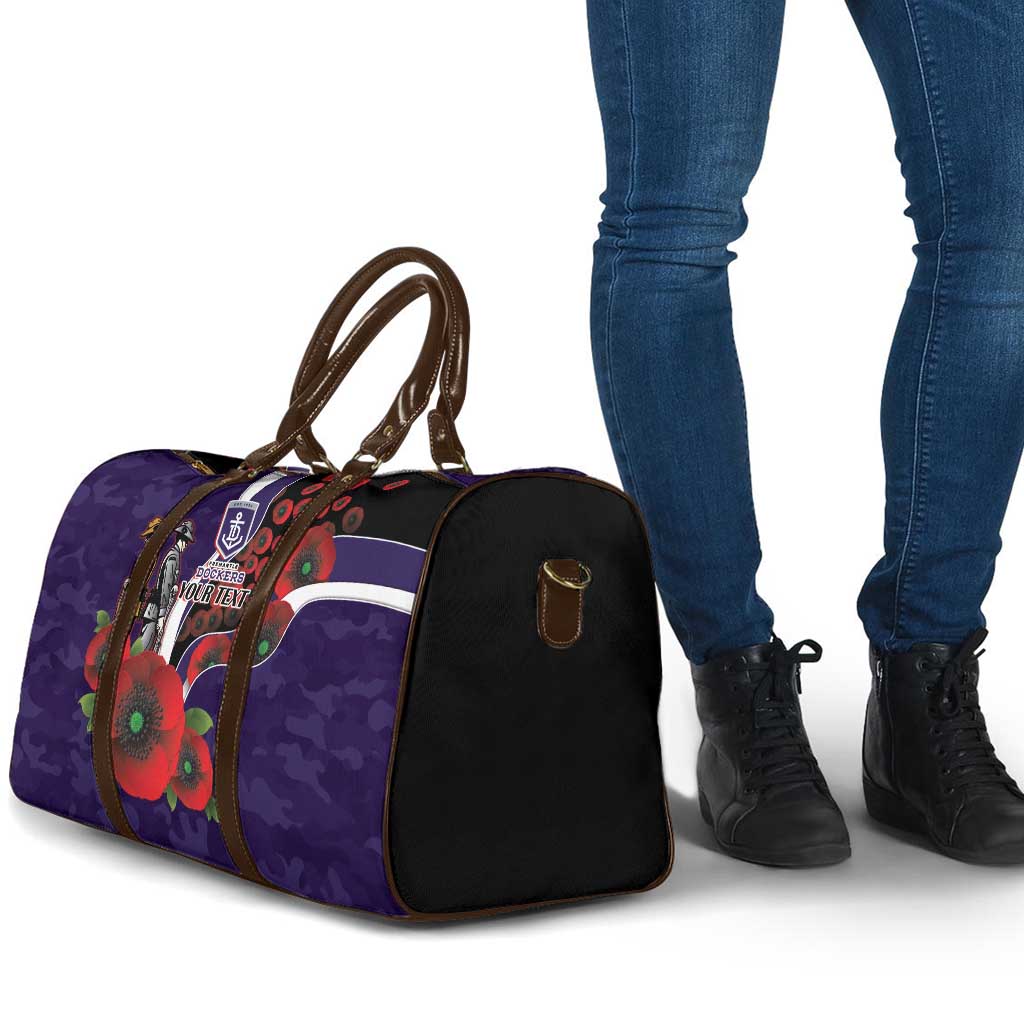 Fremantle Dockers ANZAC Personalised Travel Bag Lest We Forget Poppy Camo