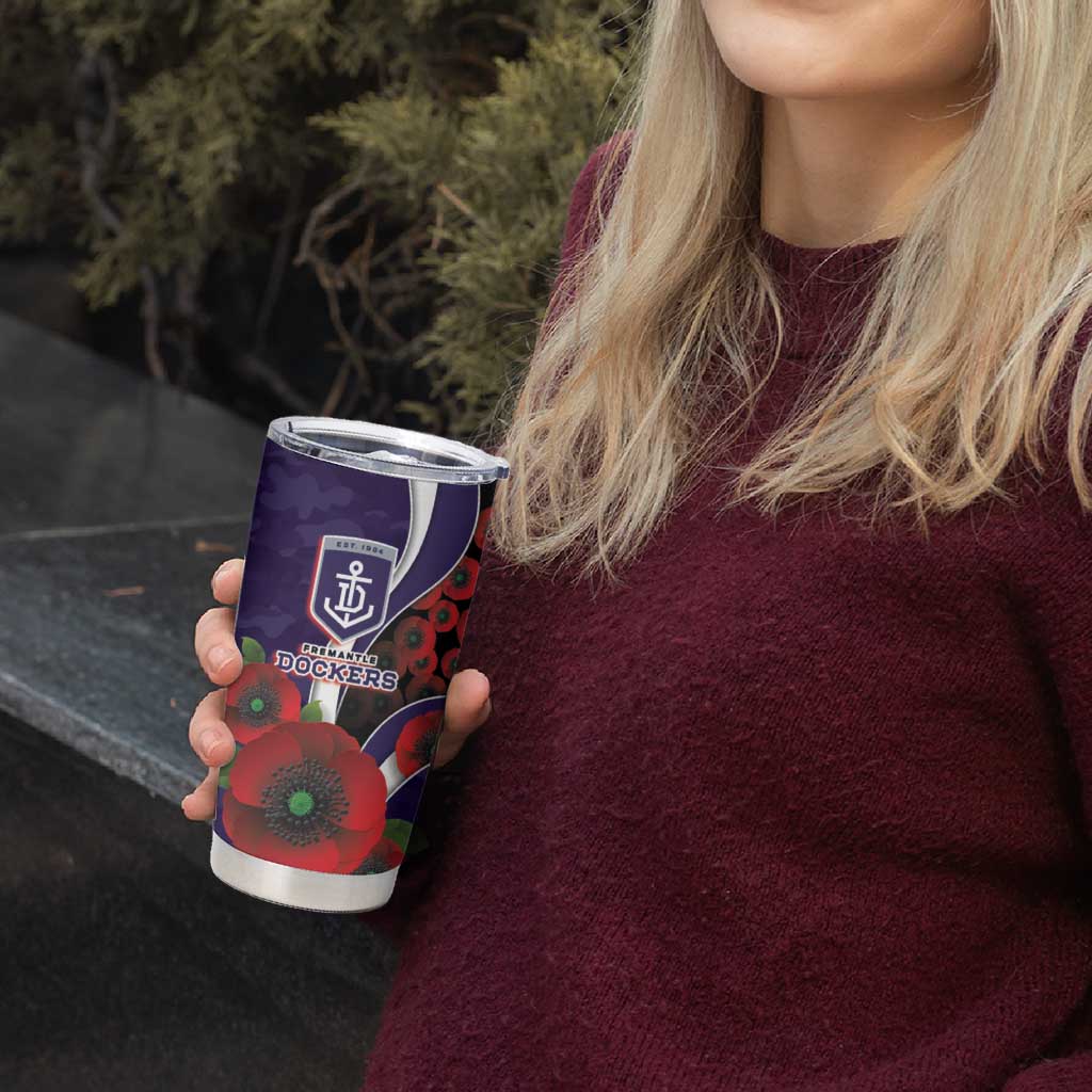 Fremantle Dockers ANZAC Personalised Tumbler Cup Lest We Forget Poppy Camo