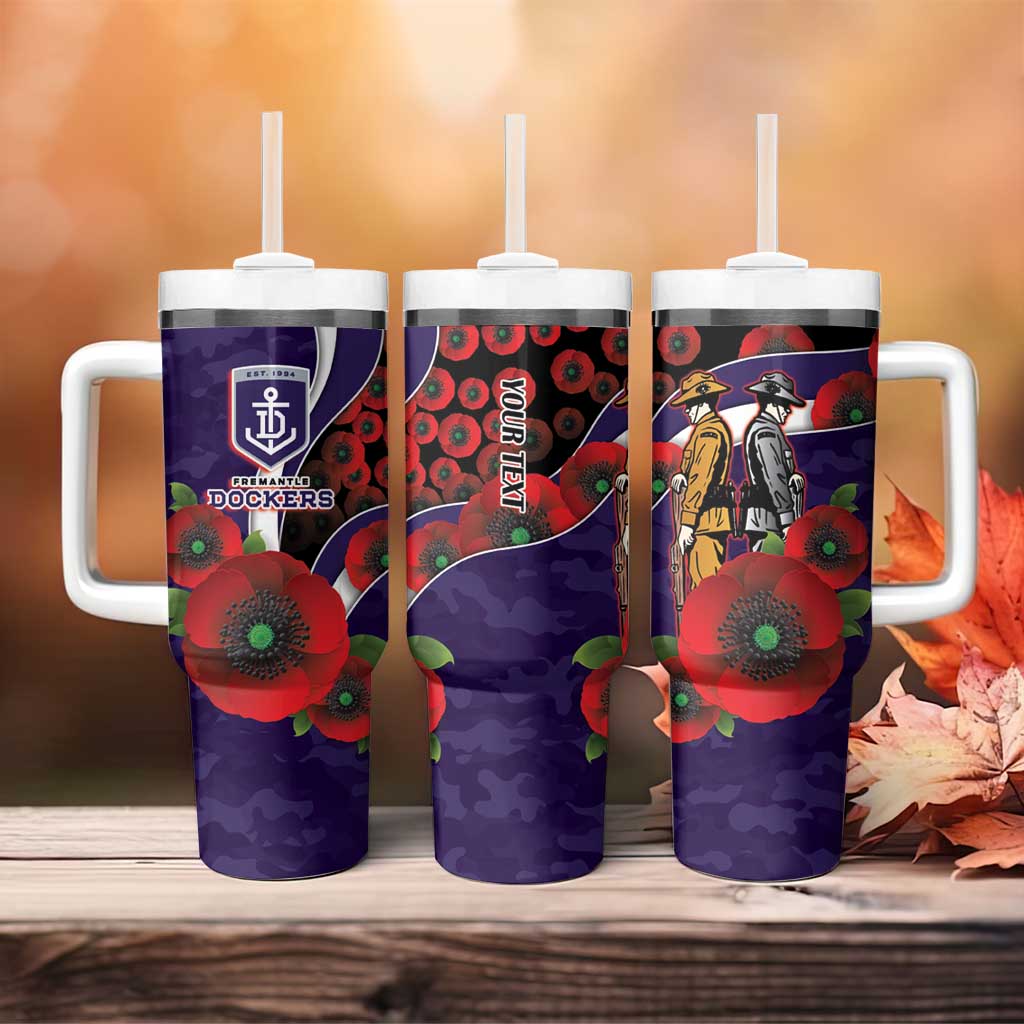 Fremantle Dockers ANZAC Personalised Tumbler With Handle Lest We Forget Poppy Camo