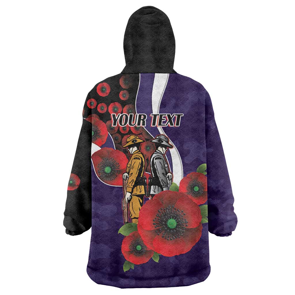 Fremantle Dockers ANZAC Personalised Wearable Blanket Hoodie Lest We Forget Poppy Camo