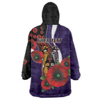 Fremantle Dockers ANZAC Personalised Wearable Blanket Hoodie Lest We Forget Poppy Camo