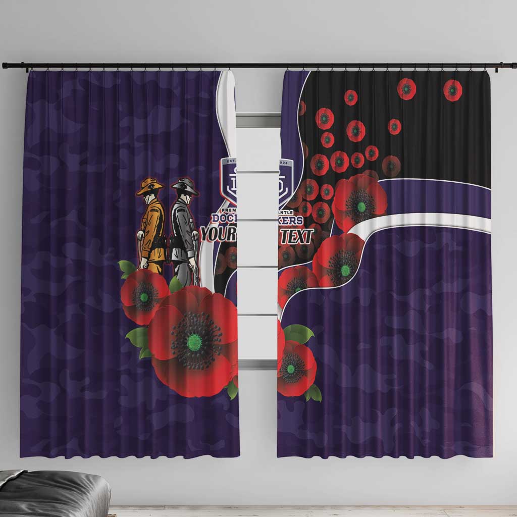 Fremantle Dockers ANZAC Personalised Window Curtain Lest We Forget Poppy Camo