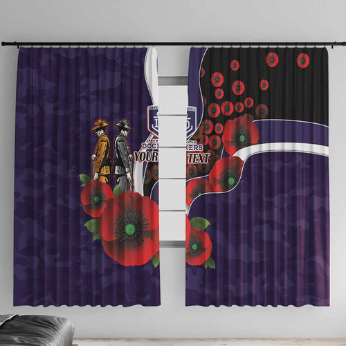 Fremantle Dockers ANZAC Personalised Window Curtain Lest We Forget Poppy Camo