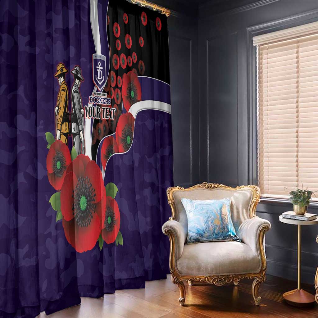 Fremantle Dockers ANZAC Personalised Window Curtain Lest We Forget Poppy Camo