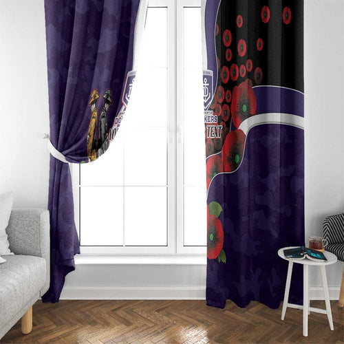 Fremantle Dockers ANZAC Personalised Window Curtain Lest We Forget Poppy Camo