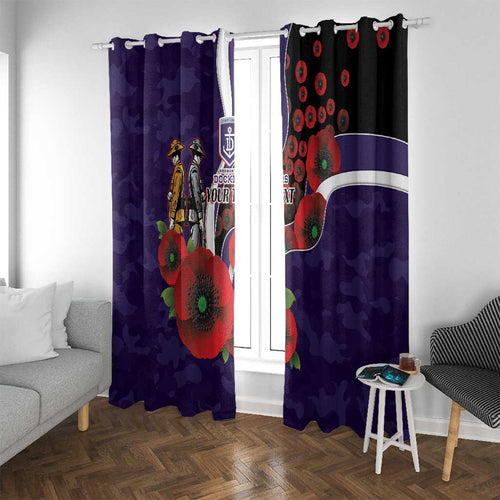 Fremantle Dockers ANZAC Personalised Window Curtain Lest We Forget Poppy Camo