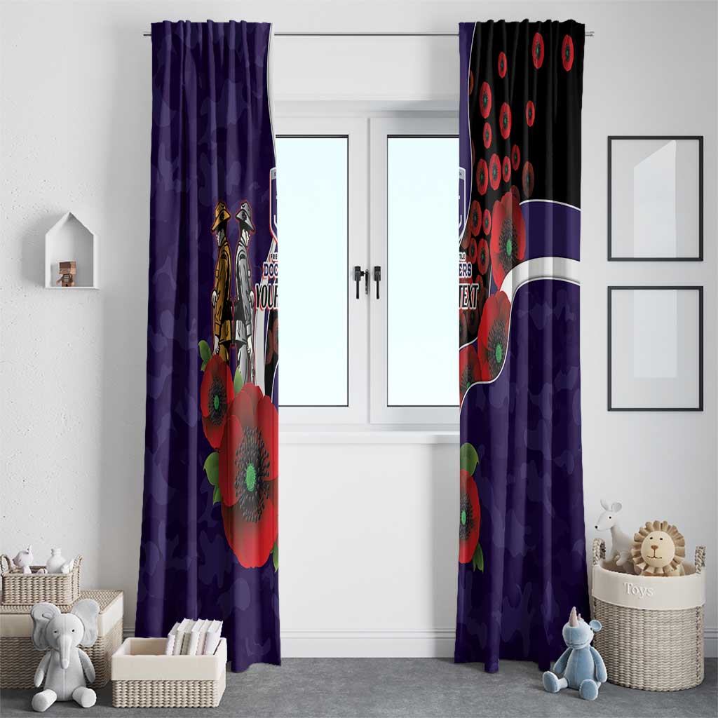 Fremantle Dockers ANZAC Personalised Window Curtain Lest We Forget Poppy Camo