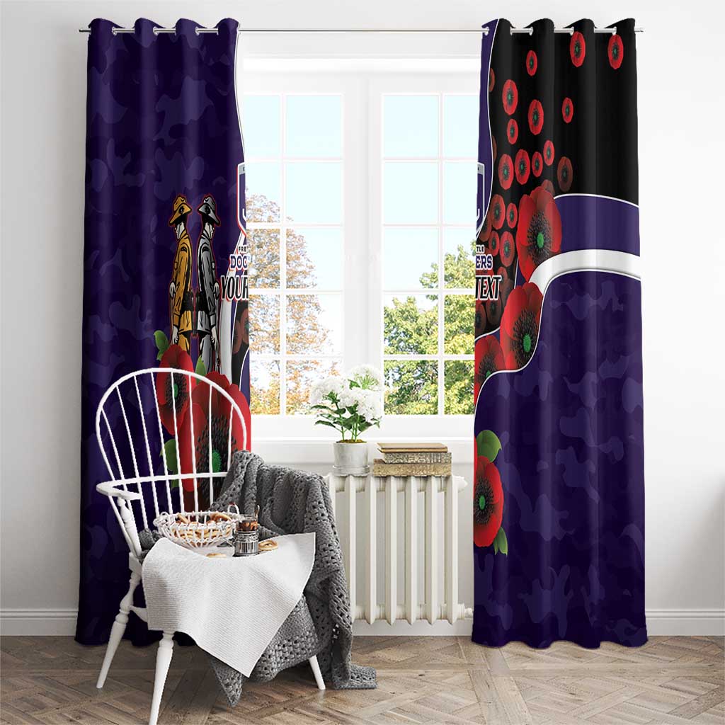 Fremantle Dockers ANZAC Personalised Window Curtain Lest We Forget Poppy Camo