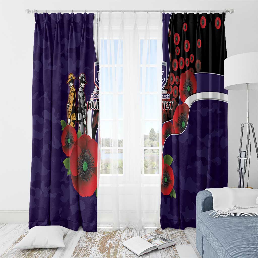 Fremantle Dockers ANZAC Personalised Window Curtain Lest We Forget Poppy Camo