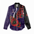 Fremantle Dockers ANZAC Personalised Women Casual Shirt Lest We Forget Poppy Camo