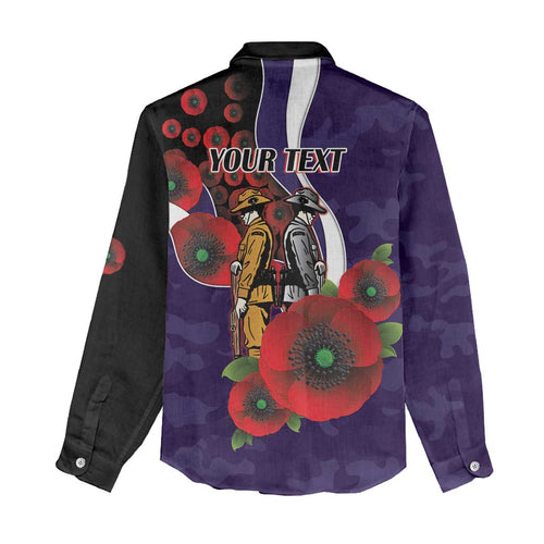 Fremantle Dockers ANZAC Personalised Women Casual Shirt Lest We Forget Poppy Camo