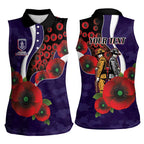Fremantle Dockers ANZAC Personalised Women Sleeveless Polo Shirt Lest We Forget Poppy Camo