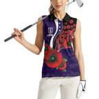 Fremantle Dockers ANZAC Personalised Women Sleeveless Polo Shirt Lest We Forget Poppy Camo