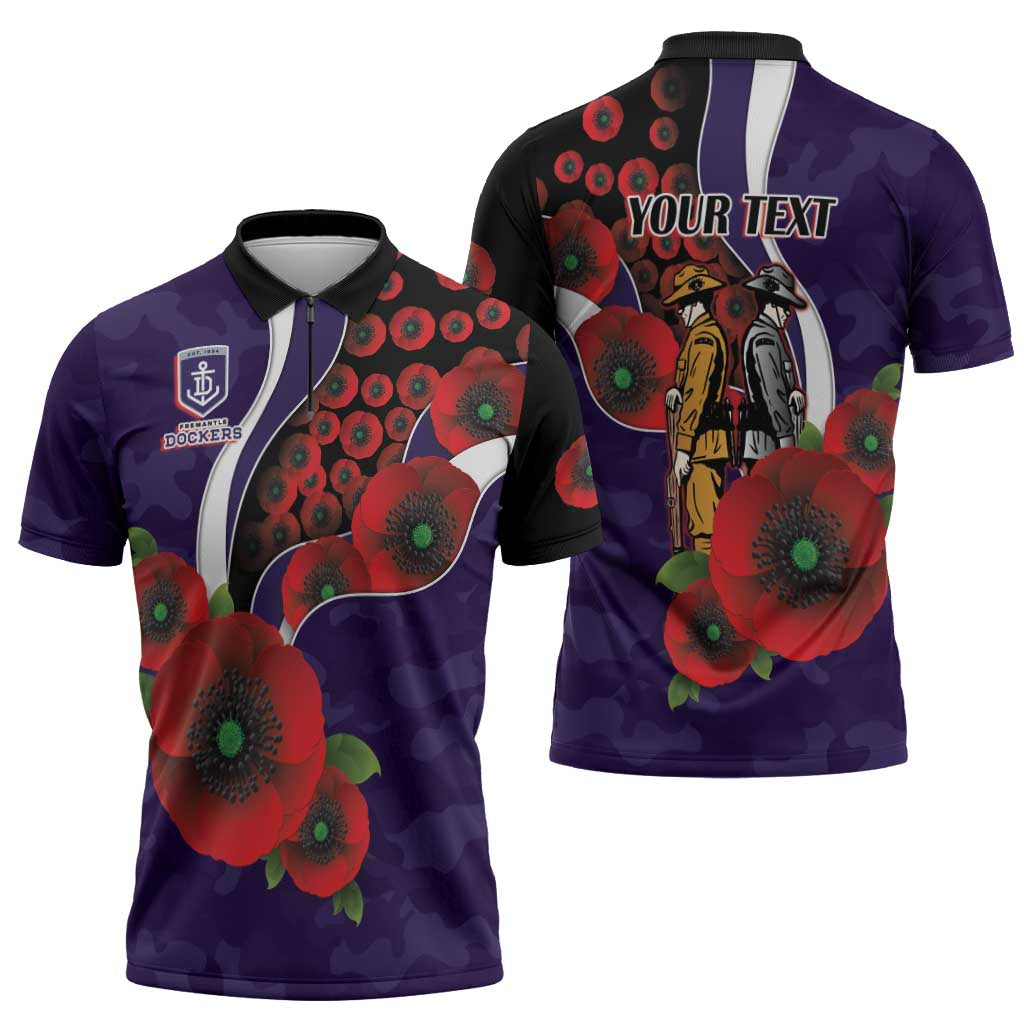Fremantle Dockers ANZAC Personalised Zipper Polo Shirt Lest We Forget Poppy Camo