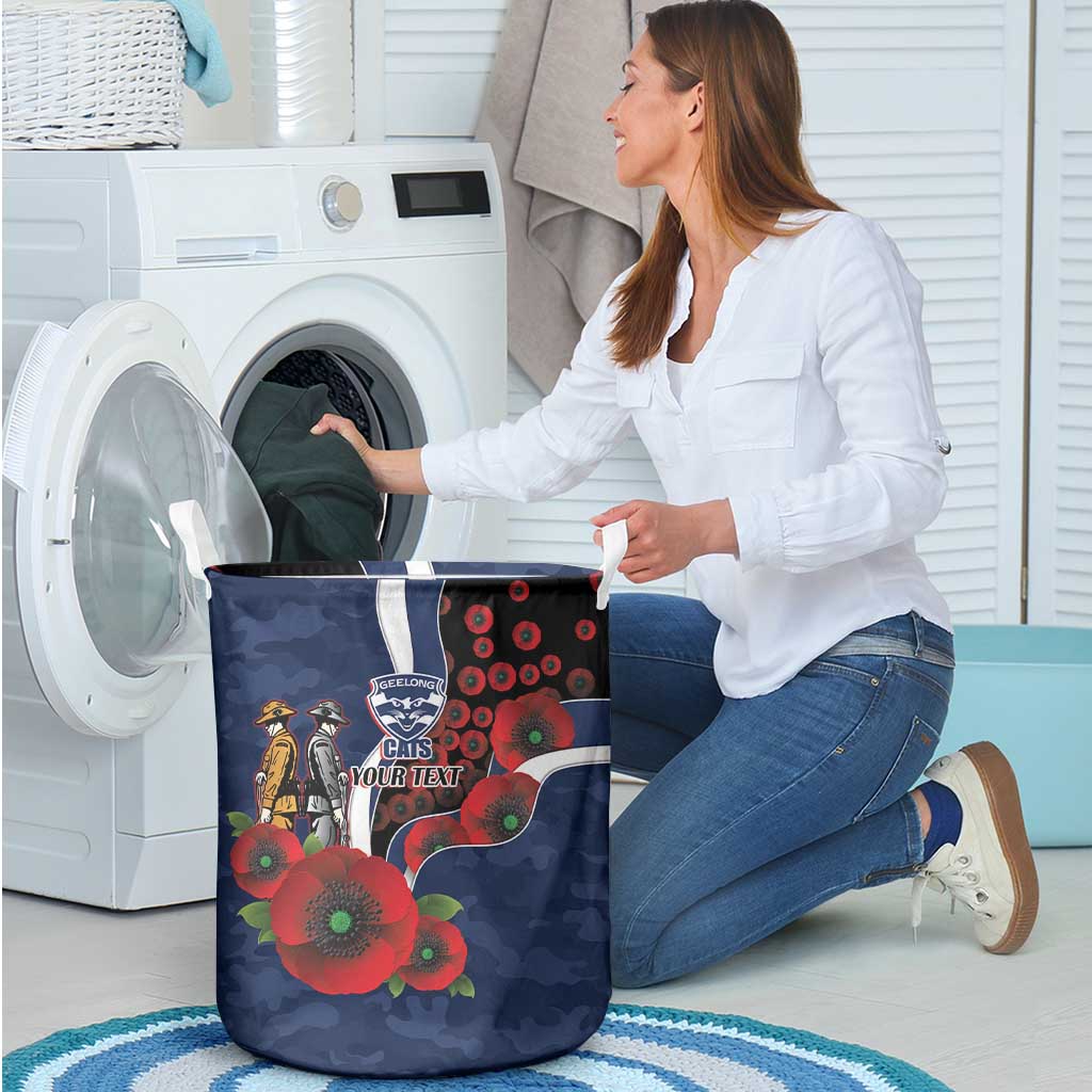 Geelong Cats ANZAC Personalised Laundry Basket Lest We Forget Poppy Camo