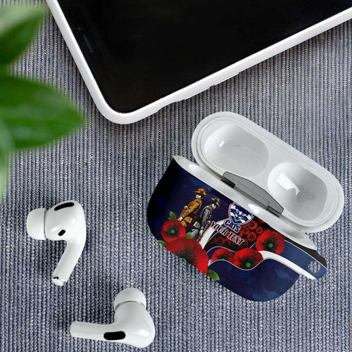 Geelong Cats ANZAC Personalised AirPods Case Lest We Forget Poppy Camo