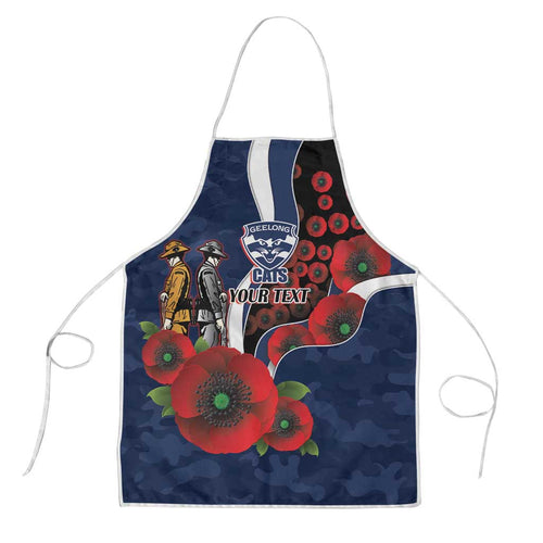 Geelong Cats ANZAC Personalised Apron Lest We Forget Poppy Camo