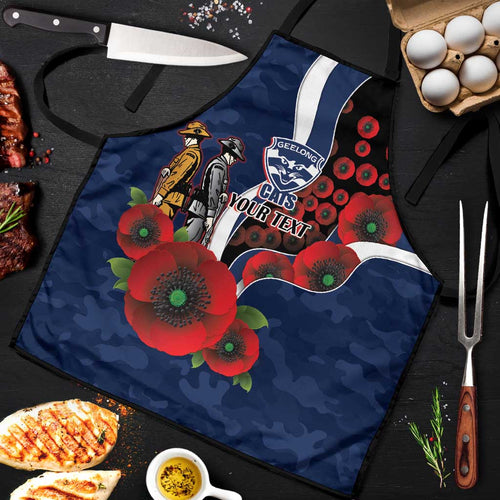 Geelong Cats ANZAC Personalised Apron Lest We Forget Poppy Camo