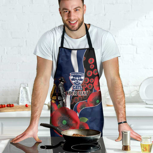 Geelong Cats ANZAC Personalised Apron Lest We Forget Poppy Camo