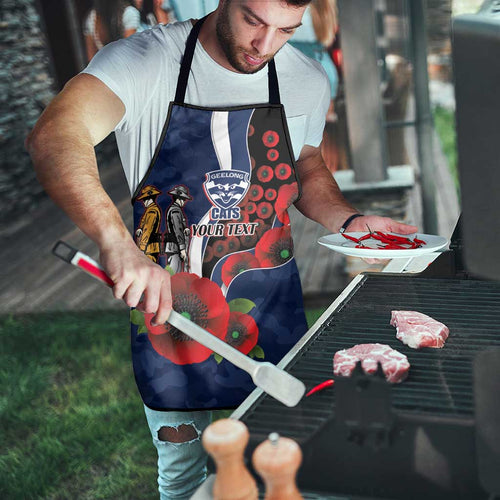Geelong Cats ANZAC Personalised Apron Lest We Forget Poppy Camo