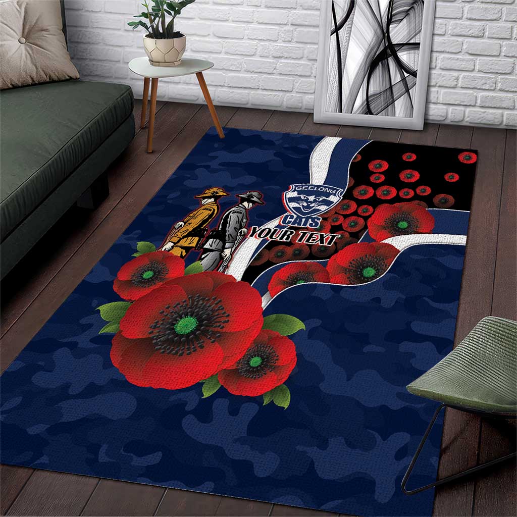 Geelong Cats ANZAC Personalised Area Rug Lest We Forget Poppy Camo