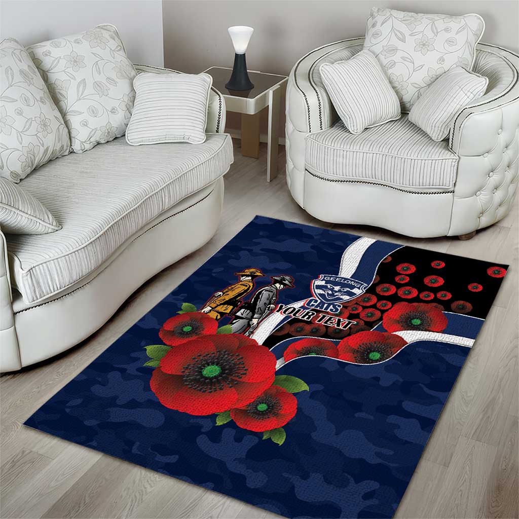 Geelong Cats ANZAC Personalised Area Rug Lest We Forget Poppy Camo