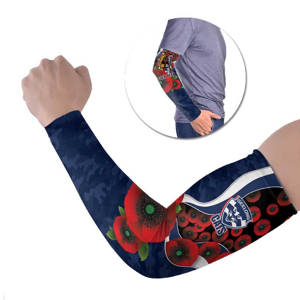 Geelong Cats ANZAC Personalised Arm Sleeves Lest We Forget Poppy Camo