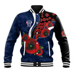 Geelong Cats ANZAC Personalised Baseball Jacket Lest We Forget Poppy Camo