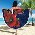 Geelong Cats ANZAC Personalised Beach Blanket Lest We Forget Poppy Camo