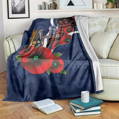 Geelong Cats ANZAC Personalised Blanket Lest We Forget Poppy Camo