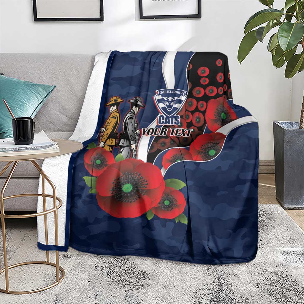 Geelong Cats ANZAC Personalised Blanket Lest We Forget Poppy Camo