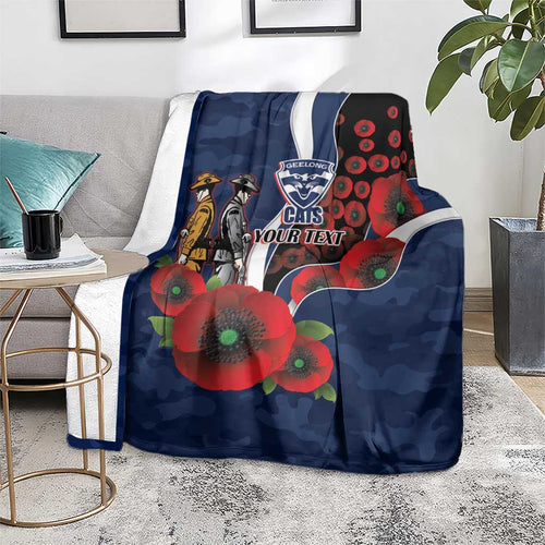 Geelong Cats ANZAC Personalised Blanket Lest We Forget Poppy Camo