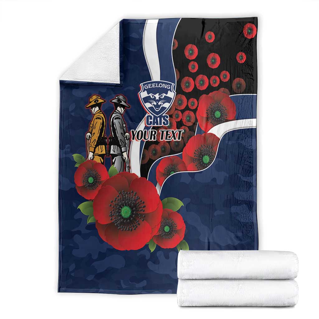 Geelong Cats ANZAC Personalised Blanket Lest We Forget Poppy Camo