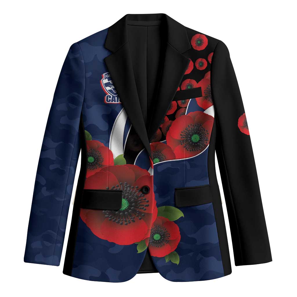 Geelong Cats ANZAC Personalised Blazer Lest We Forget Poppy Camo